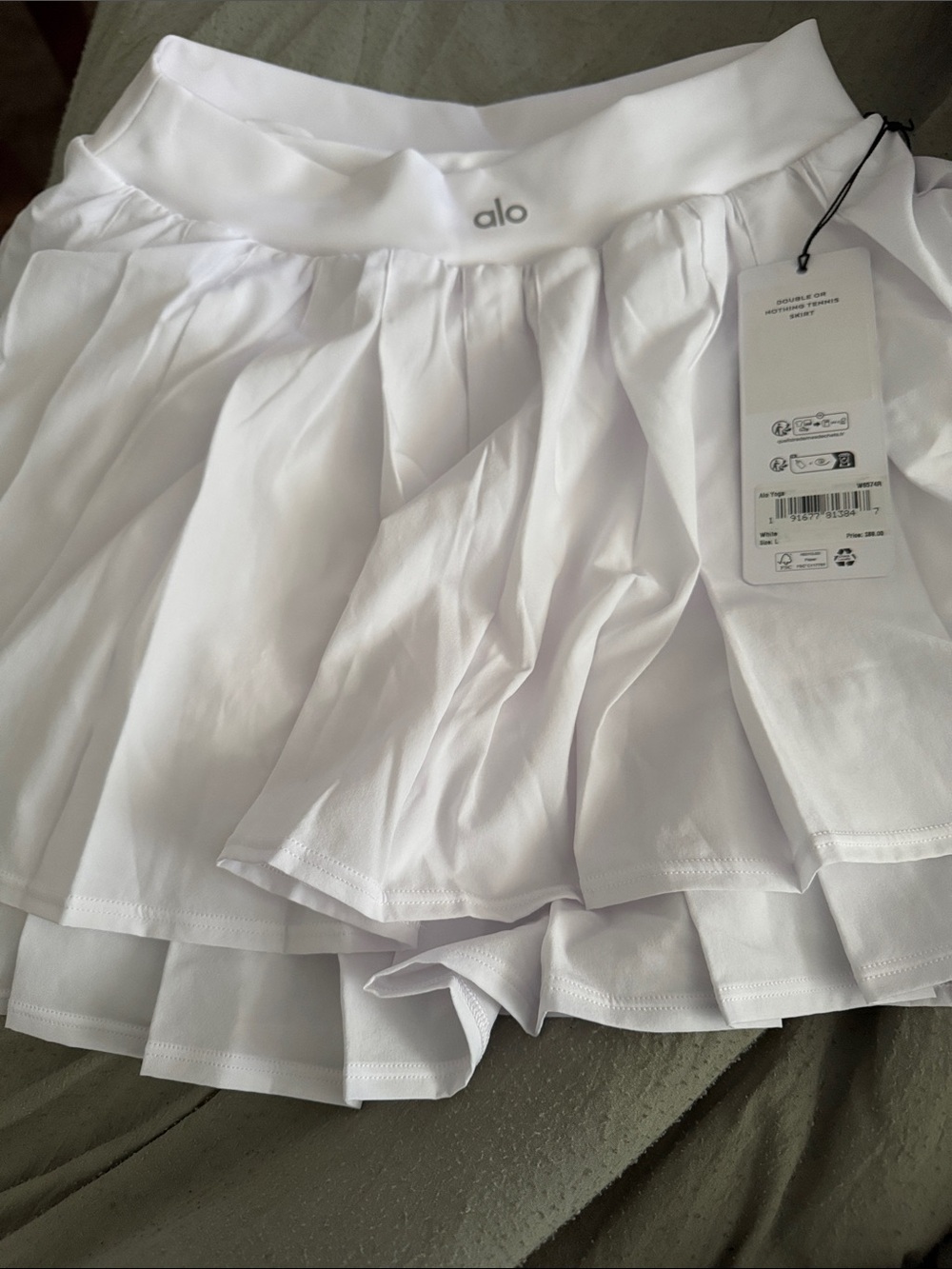 ALO Yoga White Pleated Circle Skirt